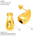 Produktdetails der 18k vergoldeten Edelstahl-Wassertropfen-Ohrringe mit Maßangaben - Klassischer Wassertropfen Stil (SE086G)