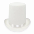 Sombrero de copa blanco clásico para hombre con cinta de satén y acabado de fieltro - Adult-60cm / 20 Cm De Alto - Blanco