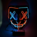 LED neon mask with blue and orange EL wire for Halloween parties and festivals - Blue + Red