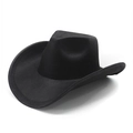 Detailed top-down view of black Western cowboy hat featuring textured woven fiber finish - Black Woven Style