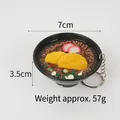 Realistic 7cm ramen bowl keychain with noodles and tempura detail on white background - Fish Cake Soba Noodles Keychain