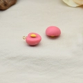 Mini resin peach pendants with gold loops for DIY jewelry making in pink and yellow - Sliced Peach