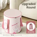 Pink folding foot bath bucket with cute cartoon rabbit pattern and matching storage bag - Pink Rabbit (With Lid)