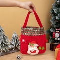 Sacchetto regalo di Natale con Babbo Natale 3D e bordo a quadri rosso e verde - Babbo Natale Rosso