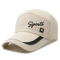 Beige mesh baseball cap with Sports embroidery and breathable sun protection panels - Adjustable / Khaki