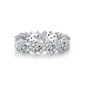 Bague en argent sterling S925 avec zircons alternés en taille émeraude et ronde - US 5 / Blanc (CBJZ265)