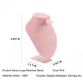 Pink velvet portrait bust jewelry display stand for necklaces with 26cm height detail - Large Necklace Display Bust / Pink