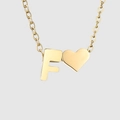 Cavigliera in acciaio inossidabile dorato con ciondolo lettera F e cuore elegante - Oro-F