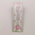Cute white bear and pink cherry blossom sticker sheet with glitter finish for DIY - Flower Picking Rabbit