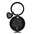 Detail of matte black teacher gift keychain with engraved apple and thank you heart pendant - Style 38-Learned From You / Black