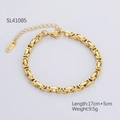 18K gold-plated stainless steel chain bracelet with 17cm+5cm extension and lobster clasp - SL41085 Rectangle Link