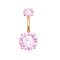 Piercing de nombril avec zircone rose et placage en or rose sur tige en acier inox - Style Double Cercle