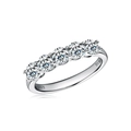 Bague en argent 925 avec moissanite et gravure D1.50ct sur fond blanc brillant - Taille US 4 / Blanc-0,3 ct * 5P