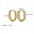 Spécifications de taille pour boucles d'oreilles créoles ovales dorées de 15x22,5mm - Style Ovale (TE6031-7-22)
