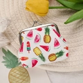 Mini clasp coin purse with white watermelon and pineapple pattern with metal buckle - Watermelon Pineapple