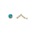 Asymmetric S925 silver studs with blue birthstone and star constellation in gold finish - Pisces (Sky Blue)