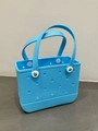 Waterproof sky blue EVA beach tote with signature perforated design and sturdy handles - Light Blue