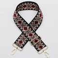 Ethnic rhombus bag strap in black white and burgundy with gold metal hooks - No. 448 / Silver Hook