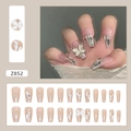 Elegant press-on nails with nude gradient finish, silver foil, and white 3D butterfly - Z852 Rotating Butterfly
