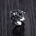 Gothic-Totenkopf-Ring in Retro-Silber mit detaillierten Relief-Verzierungen - Einstellbar Offen / 3D Geistergesicht Reliefring