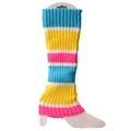 Neon colorful striped knit leg warmers for women with ribbed texture for winter warmth - One Size / Four-color Striped