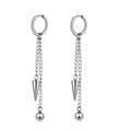 Silver punk style stainless steel chain earrings with cone and bead pendants for men and women - Style 10 Silver Single