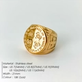 Anello retrò in acciaio inossidabile con croce di San Benedetto, finitura oro 18K - Circonferenza 54MM-US7 / Oro 18K - 1 pezzo