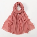 Detailed close-up of pink slub cotton scarf showing soft texture and tassel details - 16# Dusty Rose/Rubber Red