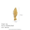 18K gold plated stainless steel fish pendant charm for women with scale texture details - Big Tail Fish (N3725_1)
