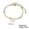 Gold double-layer stainless steel bracelet with a U-shaped pendant and beaded details - Letter-C / Gold