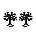 Minimalist black tree of life stud earrings featuring a hollow leaf design for women - 311 Tree of Life / Black