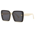 Oversized square sunglasses in black and white color block with golden M metal logo - One Size / Sand Off-White Frame Gray Lens