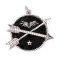 Pendente circolare in argento con smalto nero, frecce incrociate e dettaglio stella - Frecce Incrociate-Argento