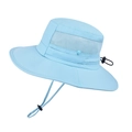 Cappello parasole azzurro a tesa larga con rete traspirante e cordino regolabile - Blu