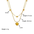 Collar de doble capa de corazón en acero de titanio chapado en oro 18K con dimensiones - Dorado