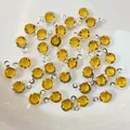 Yellow faceted glass pendants with silver metal bezels for DIY jewelry making sets - Silver Base Golden Yellow