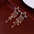 Gold star tassel earrings with shimmering AB rhinestones and cascading fine chains - 48# Silver Needle - Gold (genuine Gold Plated).