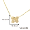 Golden necklace featuring a small cubic zirconia paved letter N pendant with dimensions - Gold Letter-N