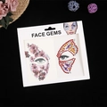 Gesichtsjuwelen-Set mit pink-violetten Schmetterlingsdesigns und Glitzersteinen - Roter Schmetterling & Blumen / 165*155mm