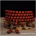 Sandalwood Buddhist prayer beads bracelet with multi-wrap layers and tassel detail - Gold Star Old Material 10mm*108 Beads