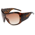 Oversized tortoise shell shield sunglasses with gradient lenses and textured temples - Leopard Brown Gradient