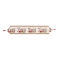Camino de mesa navideño con gnomos JOY, letras de cuadros y borlas rojas - Estilo B-Beige JOY Gnomo