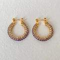 Golden geometric hoop earrings with colorful zircon stones in a sleek pavé setting - Colorful