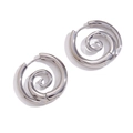 Minimalistische zilveren spiraal oorbellen van gepolijst roestvrij staal in swirl - Staalkleur