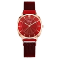 Orologio donna al quarzo con quadrante soleil e cinturino milanese rosso elegante - Rosso