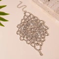 Sparkling crystal hand chain featuring flower patterns and adjustable silver extension link - Silver Rhinestone Pattern Bracelet