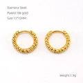 Orecchini a cerchio minimalisti in acciaio inossidabile dorato con superficie diamantata - Stile Rotondo Piccolo (986) / Oro