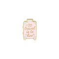 Pink and blue suitcase brooch with TO travel IS TO live slogan and gold metal edges - Suitcase (XZ4109)