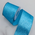 Sparkling bright blue Christmas glitter ribbon roll for DIY holiday gift box decoration - 6.3cm / Sky Blue