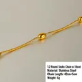 Macro view of 18k gold plated stainless steel snake chain with polished oval beads detail - 0.9 Square Snake Chain with 3mm Beads